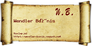 Wendler Bónis névjegykártya